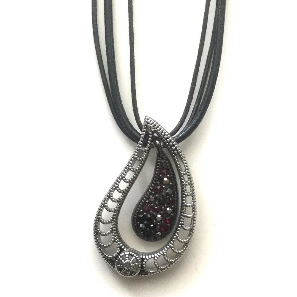 Black and Silver Pendant Necklace-Lia Sophia
